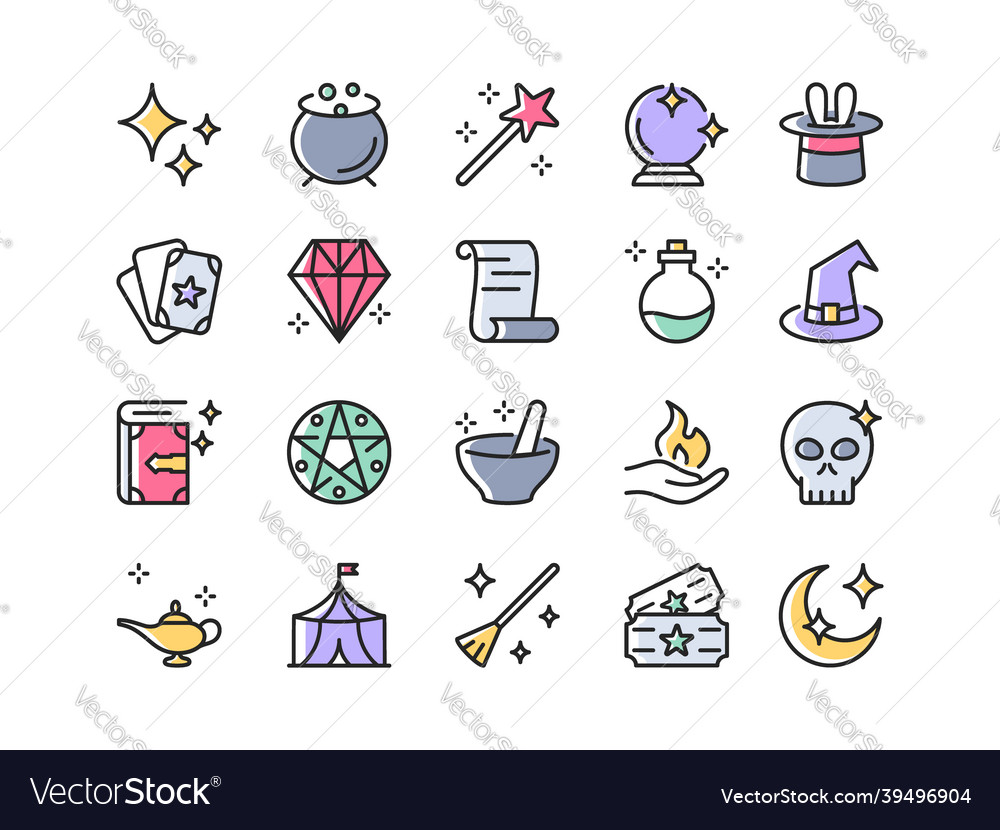 Magic colorful icons Royalty Free Vector Image