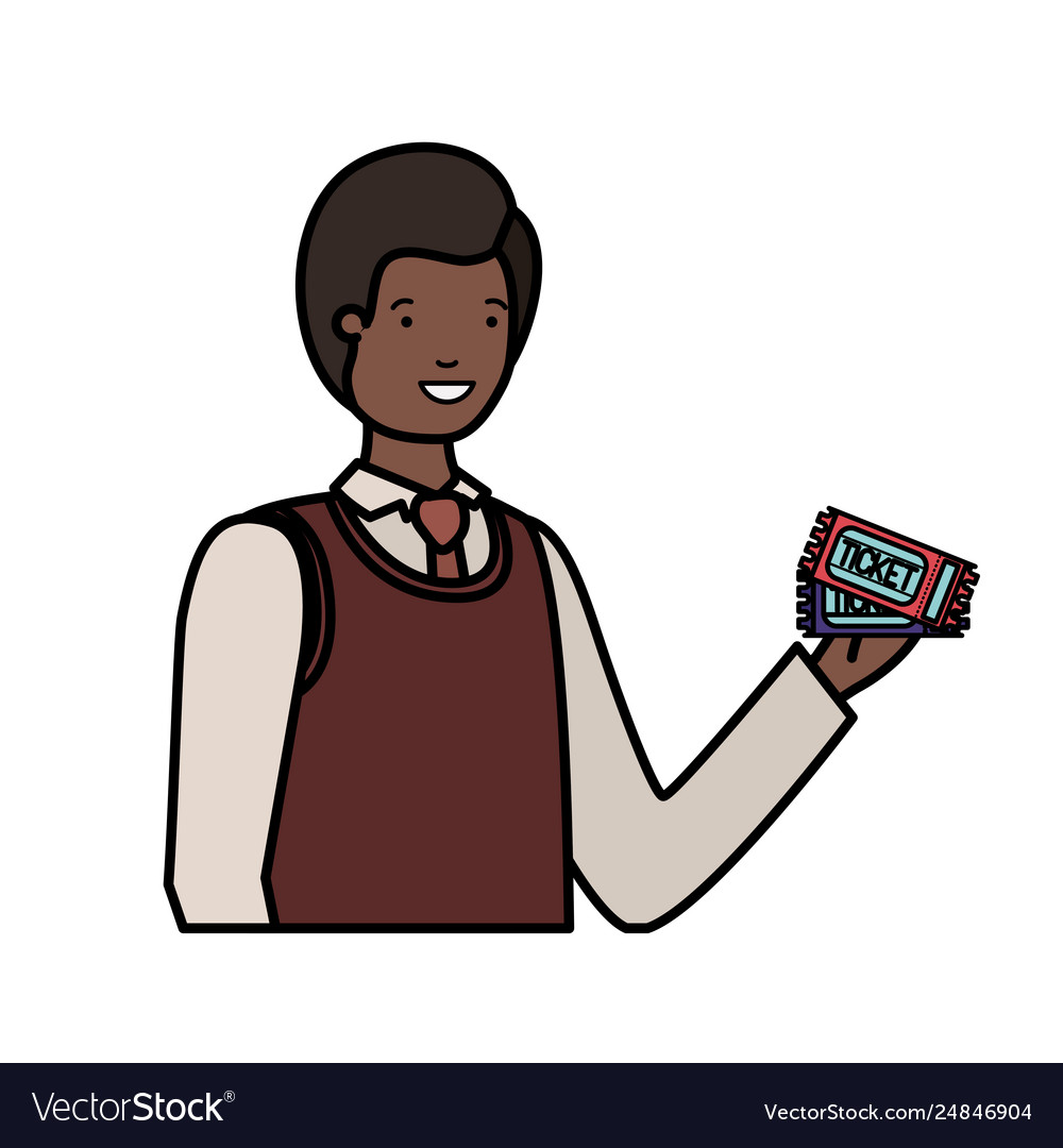 Man with access ticket avatar character
