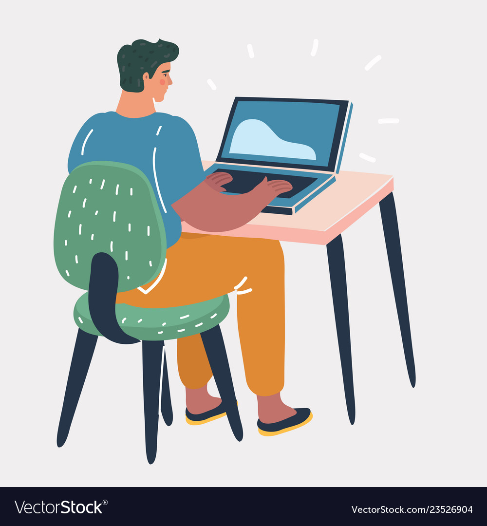 Man work laptop computer Royalty Free Vector Image