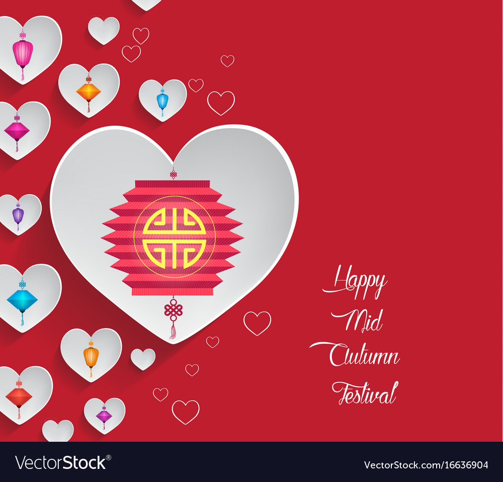 Mid autumn lantern festival hearts background