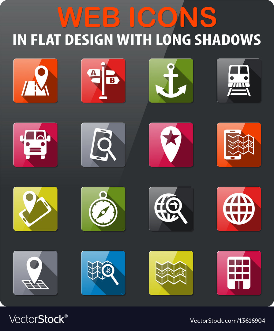 Navigation transport map icon set vector image Navigation transport map icon set