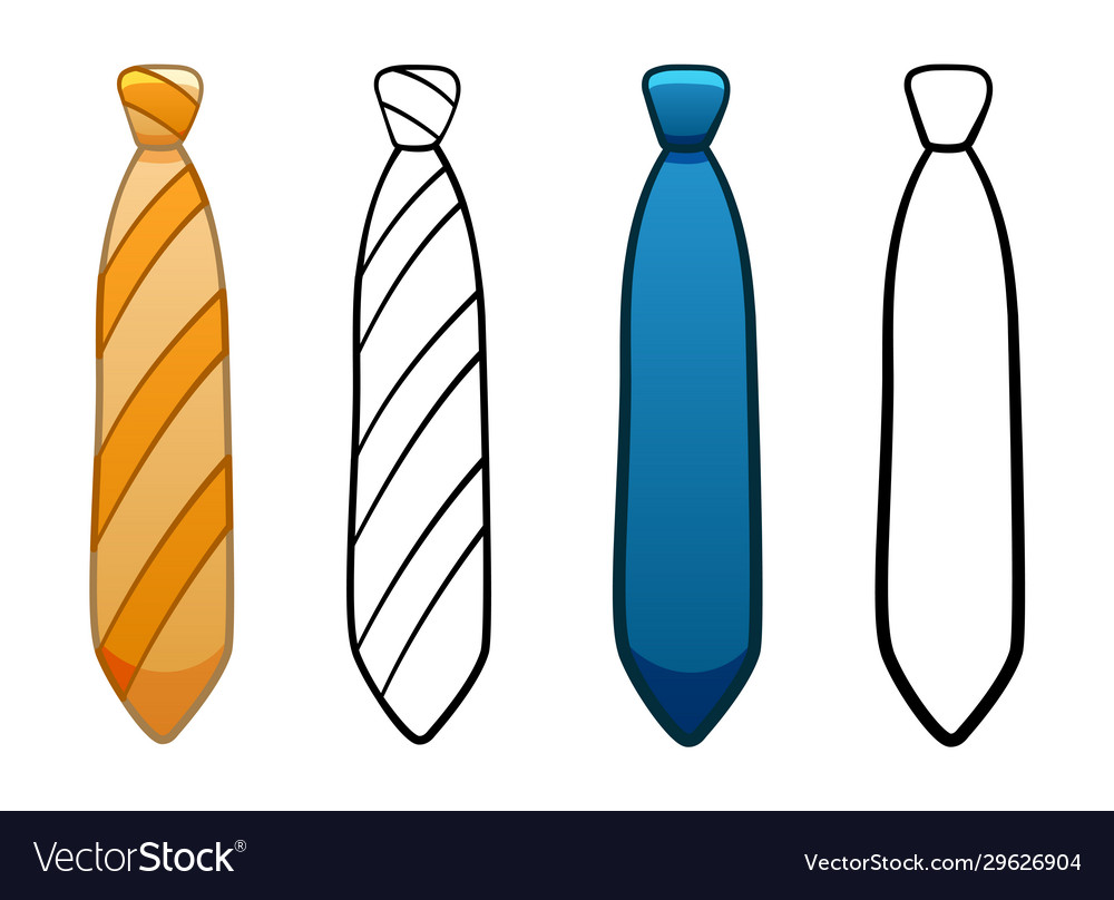 Necktie with simple knot in four variants set vector image Necktie with simple knot in four variants set