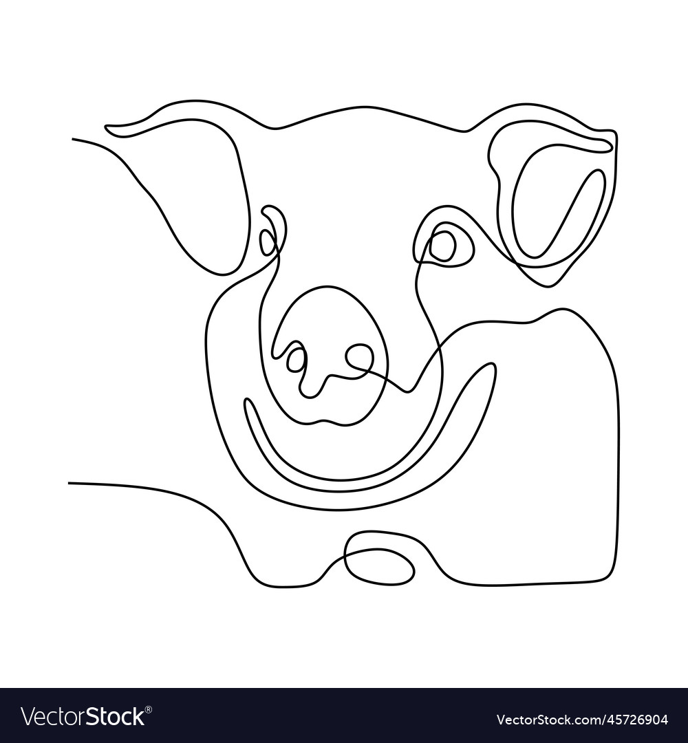 Pig head drawn one single continuous line