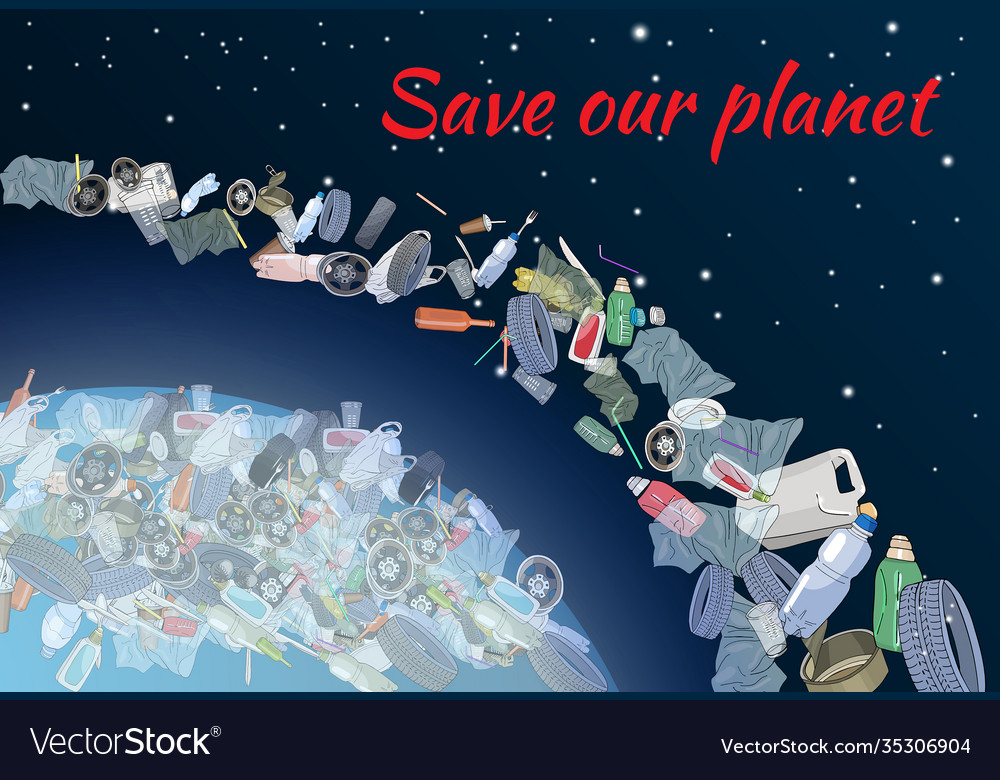 Problem pollution planet space vector image Problem pollution planet space