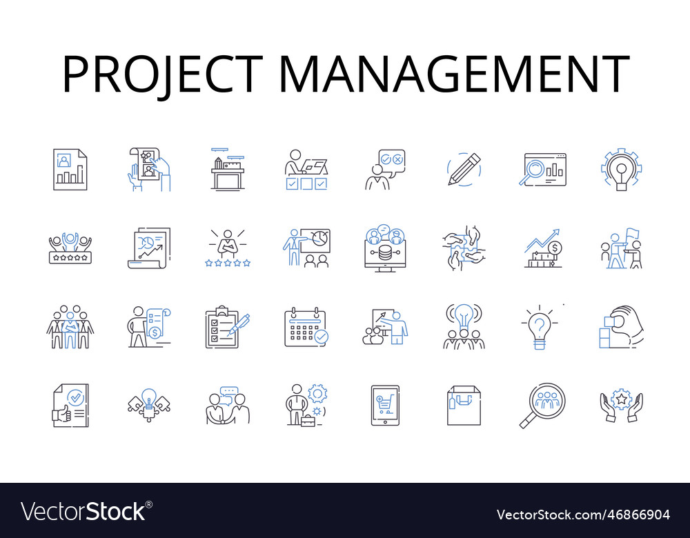 Project management line icons collection time