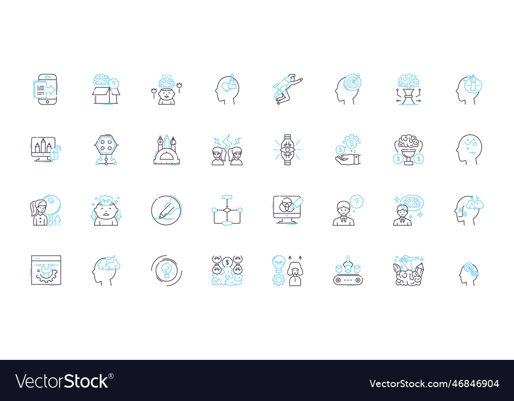Reflection linear icons set contemplation vector image Reflection linear icons set contemplation
