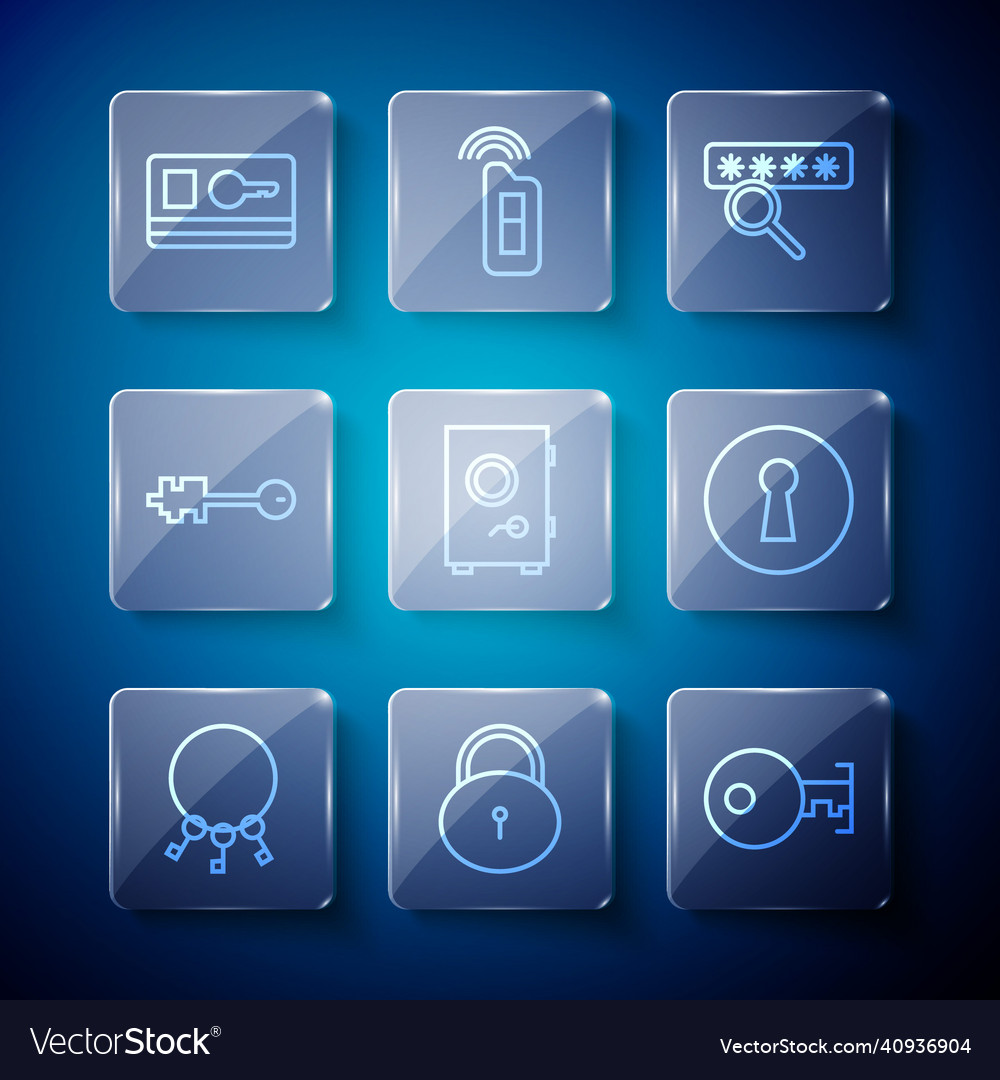 Set line bunch of keys lock key password vector image Set line bunch of keys lock key password