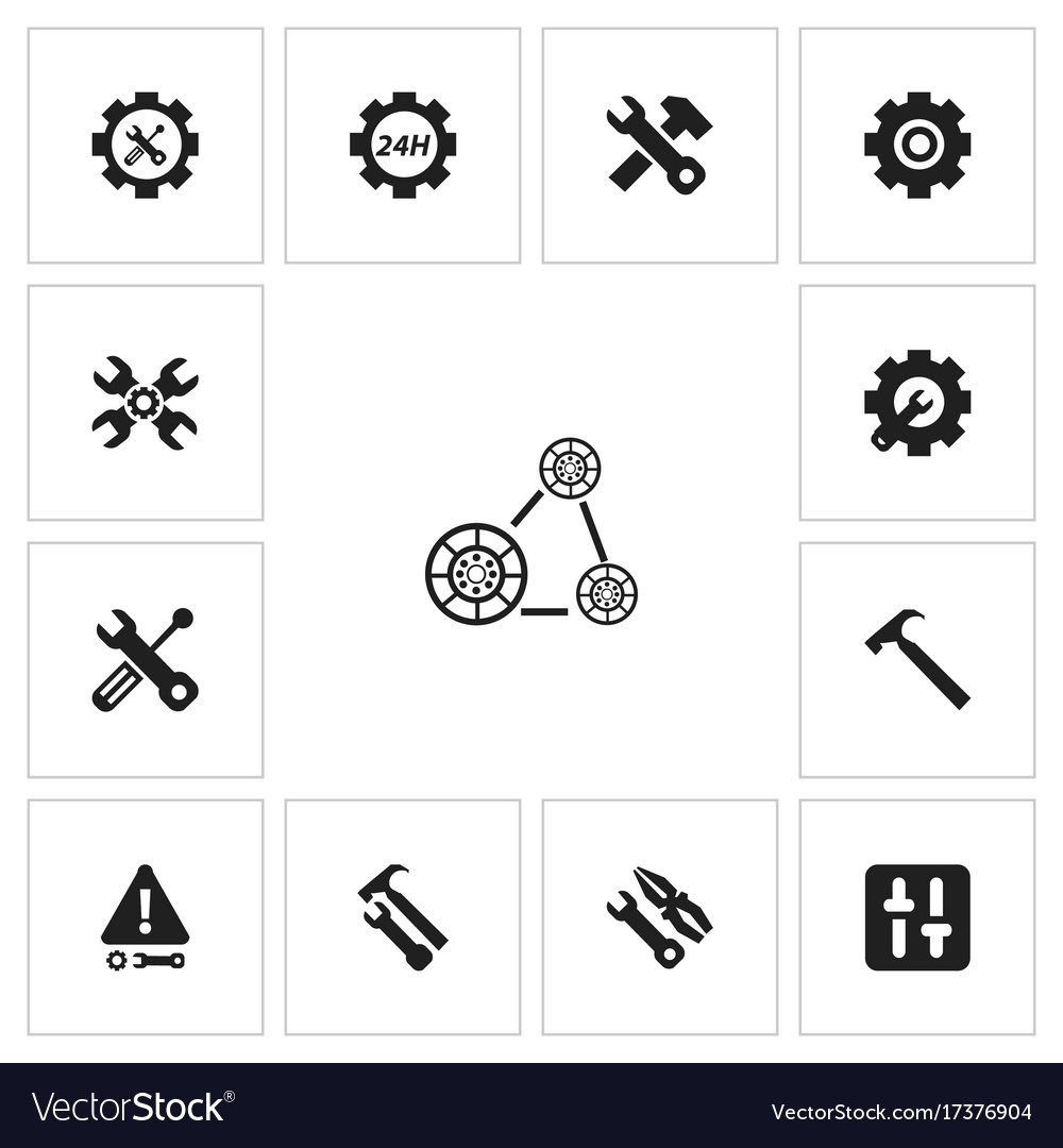 Set of 13 editable toolkit icons includes symbols
