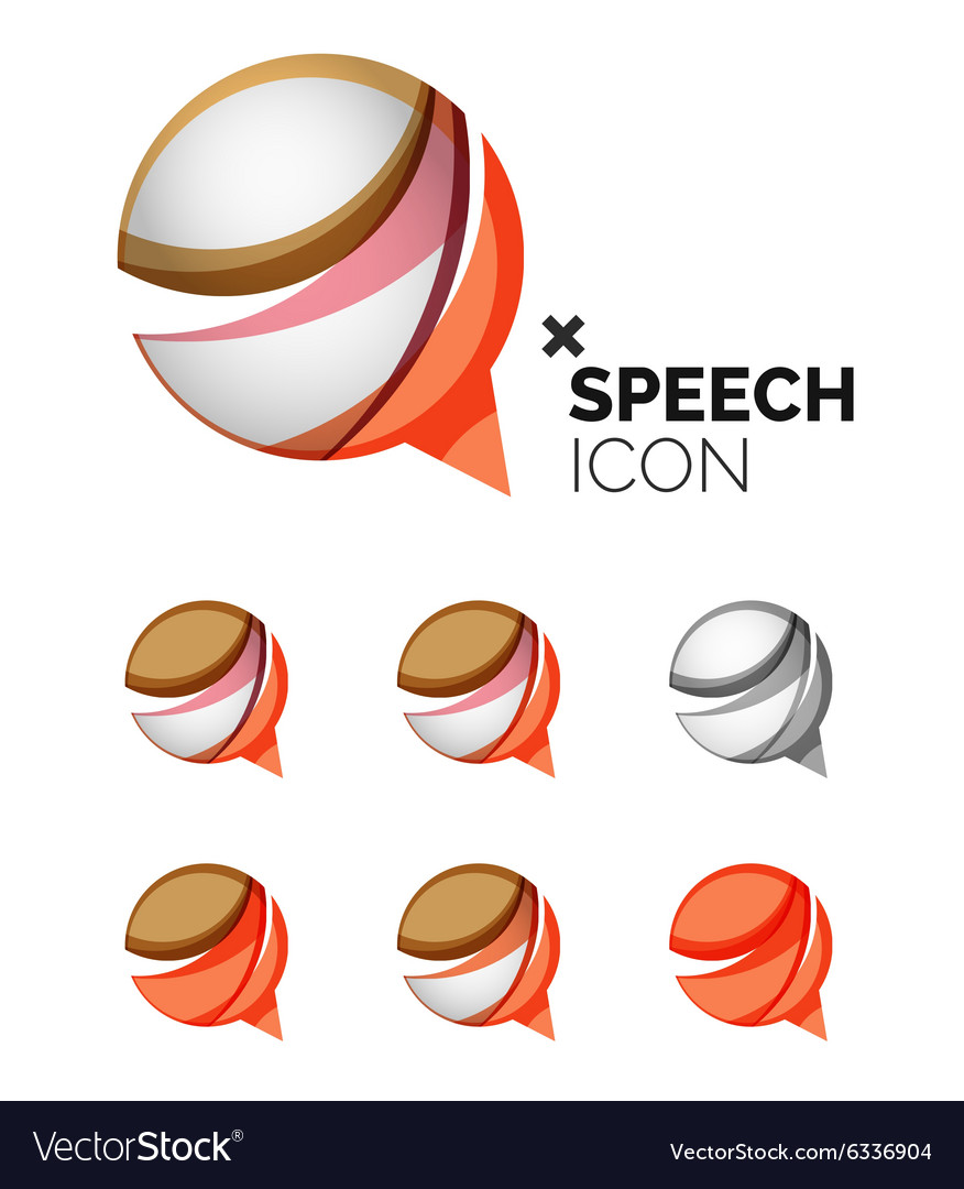 Set of abstract speech bubble and cloud icons