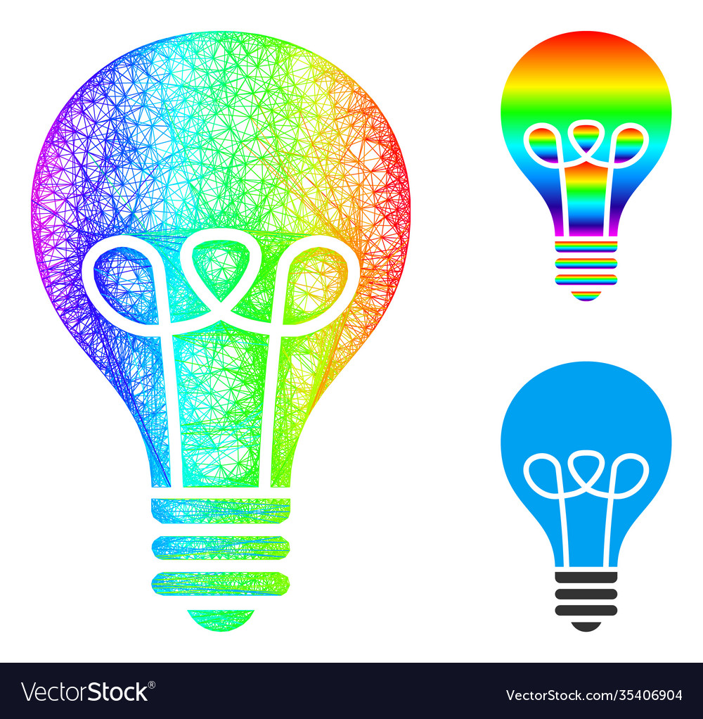 Spectrum net mesh gradient lamp bulb icon vector image Spectrum net mesh gradient lamp bulb icon