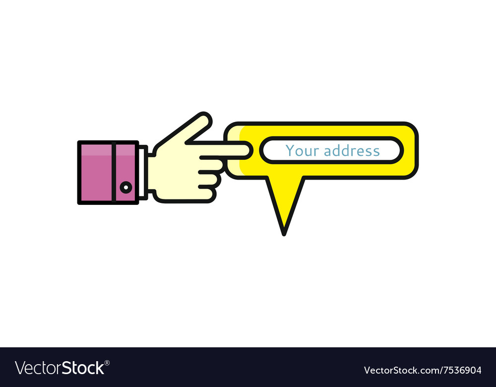 Speech bubble your address pointer hand