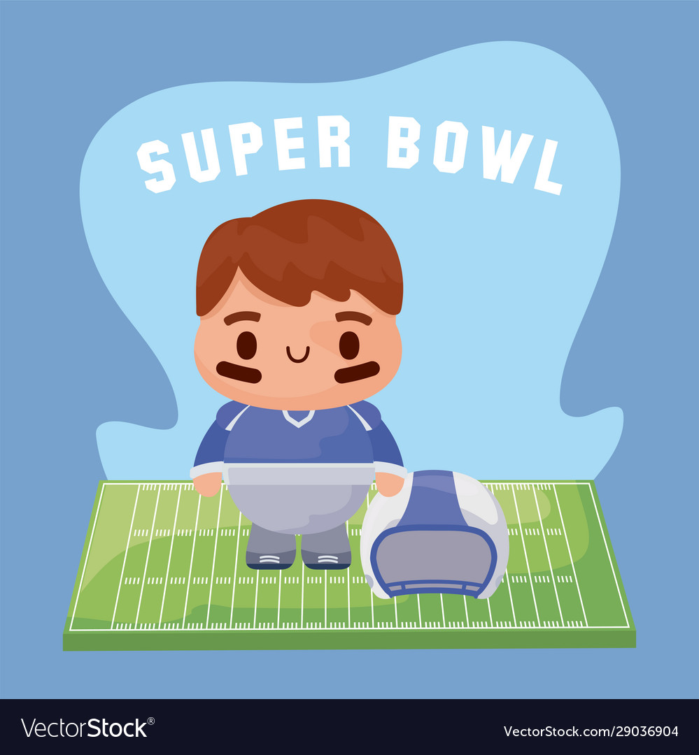 Super bowl player with helmet over field Vector Image