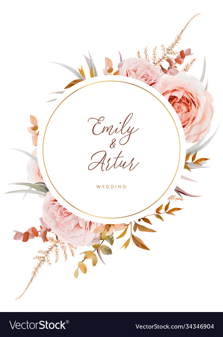 Wedding invite save date card design blush peach vector image Wedding invite save date card design blush peach
