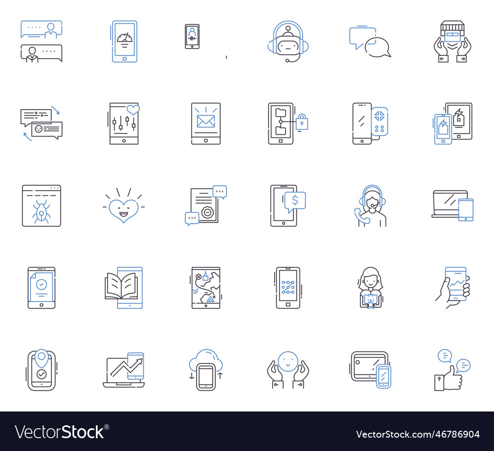 Wireless line icons collection connectivity vector image Wireless line icons collection connectivity