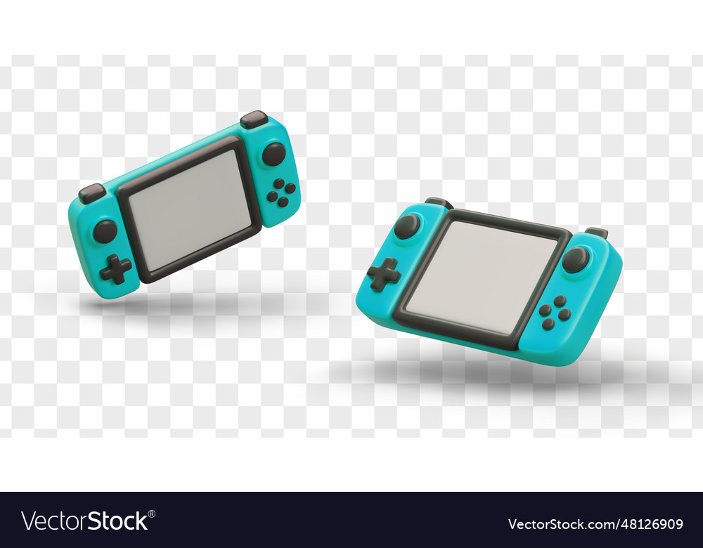 3d realistic game handheld console in different vector image 3d realistic game handheld console in different