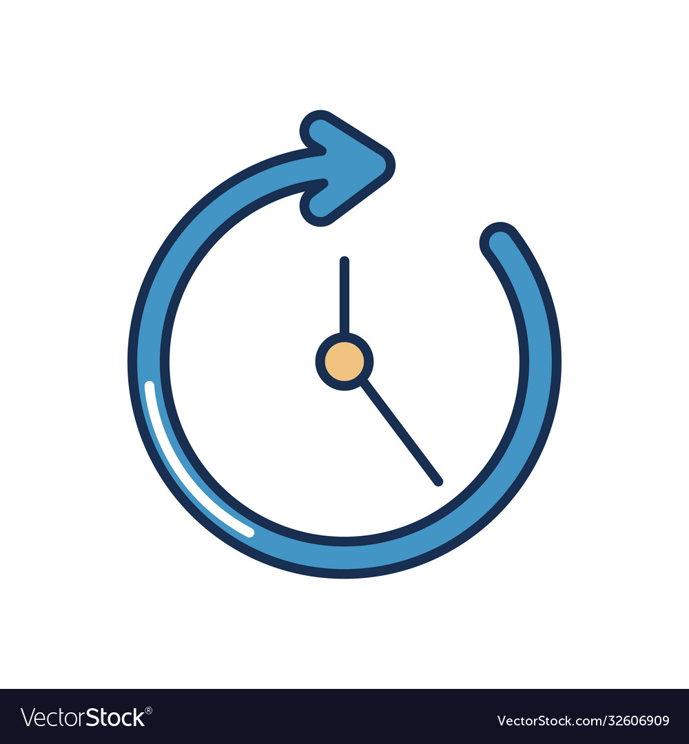 Arrow clock icon line fill style Vector Image Arrow clock icon line fill style