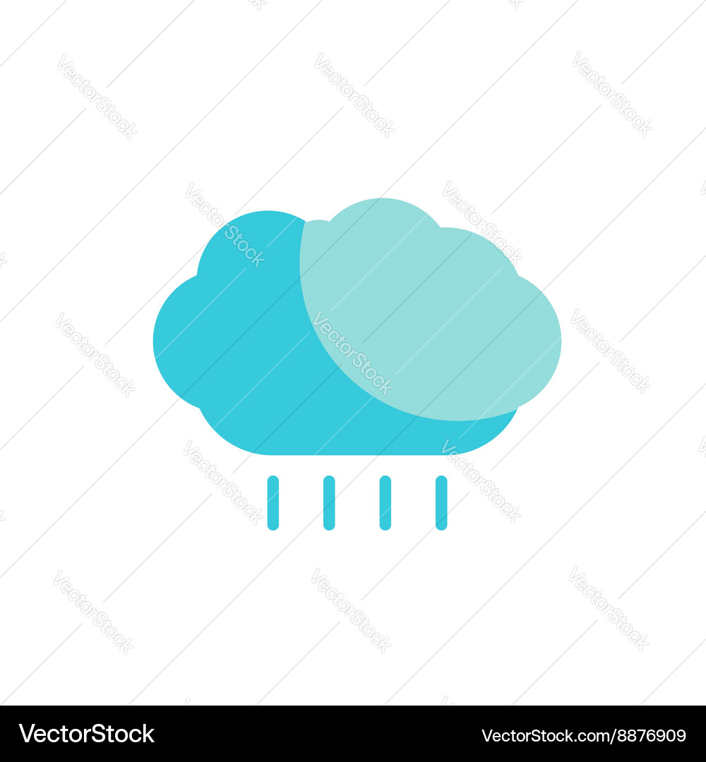 Blue cloud with rain colored flat icon Royalty Free Vector