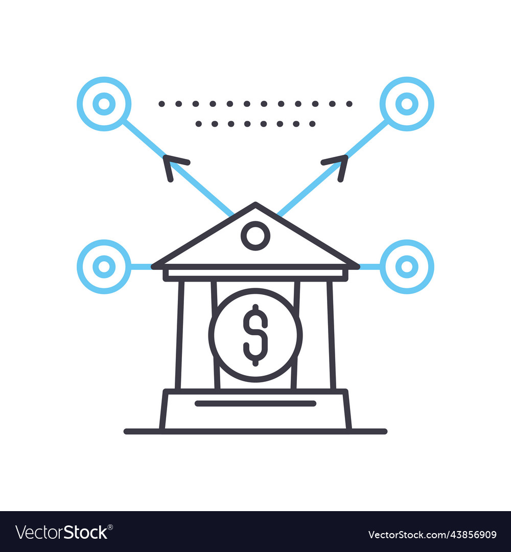 Branch network line icon outline symbol Royalty Free Vector