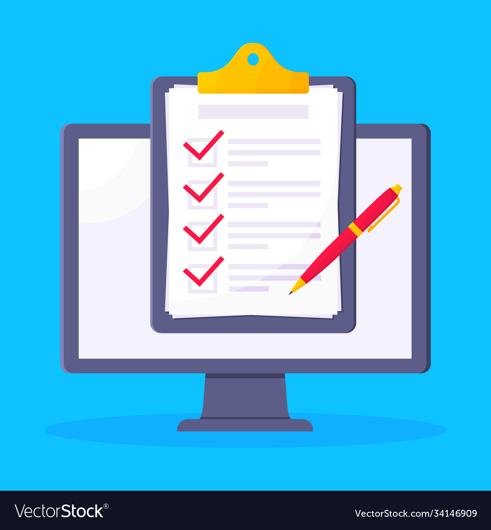 Complete checklist with check marks tick popped vector image Complete checklist with check marks tick popped