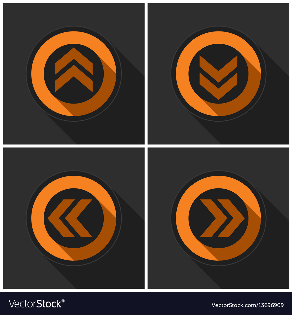 Four orange round - black arrows and shadows