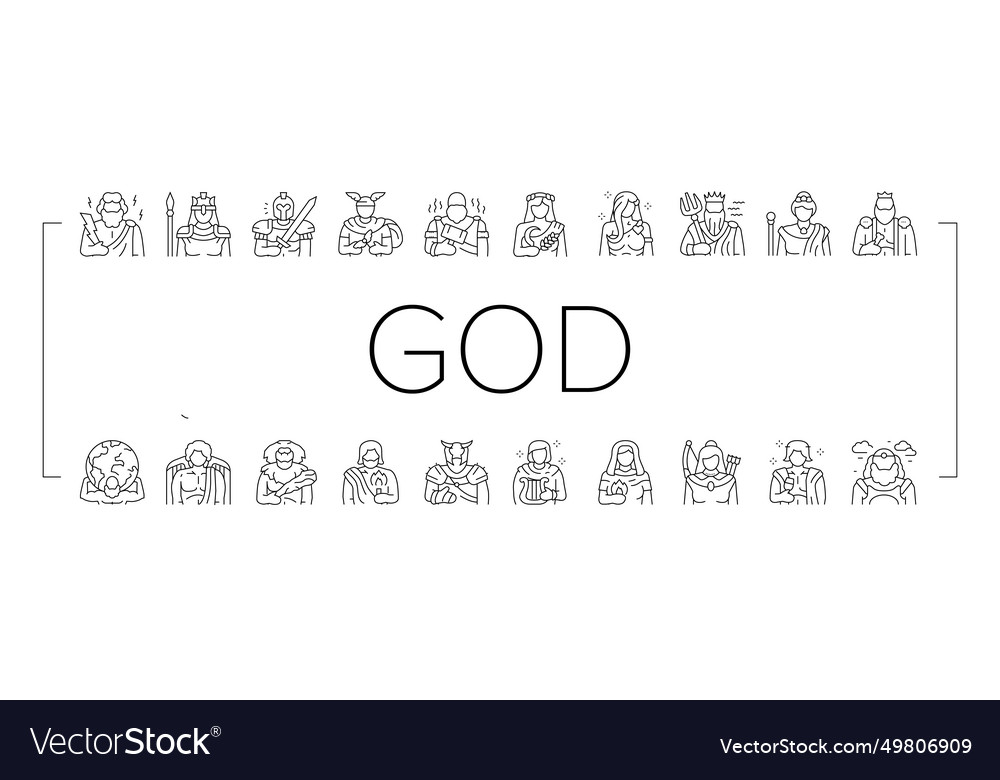 Greek god mythology ancient icons set Royalty Free Vector