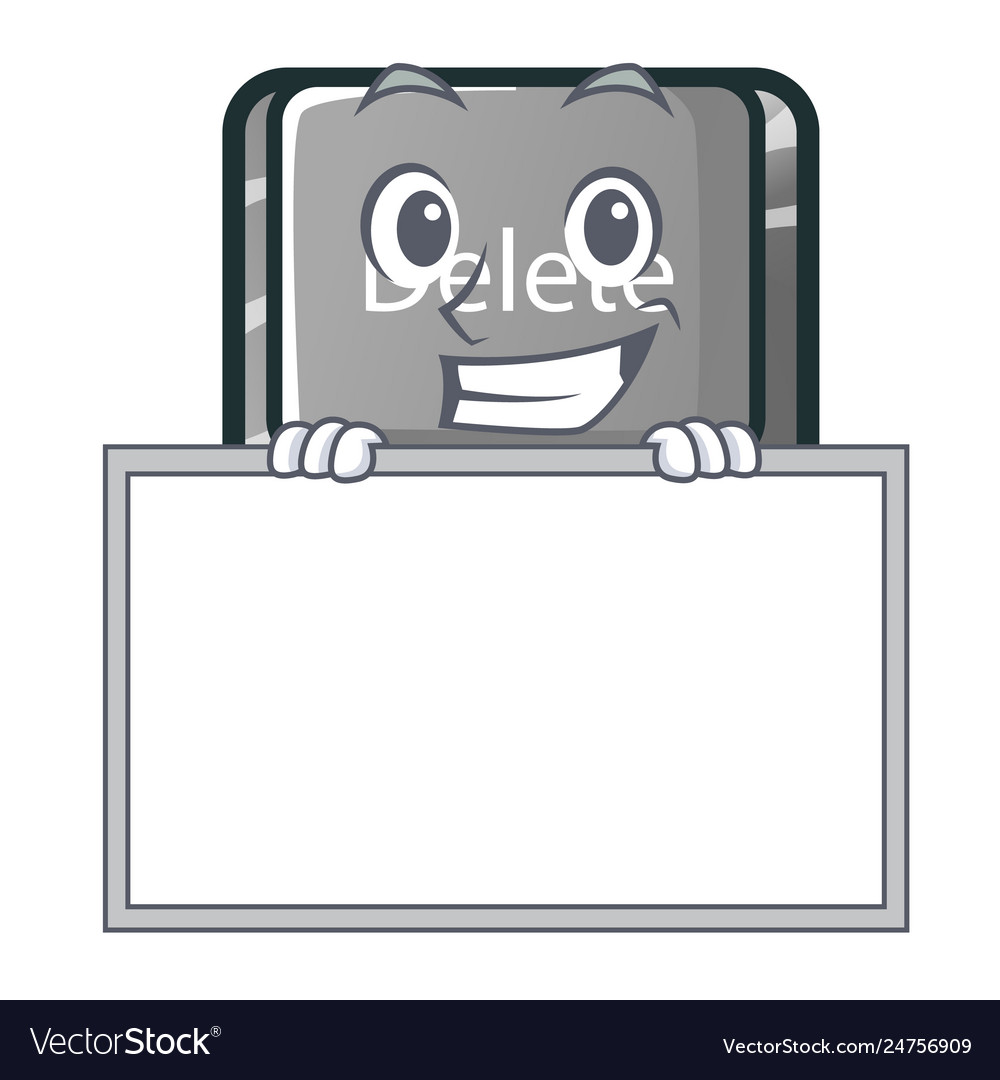 Grinning with board button delete isolated