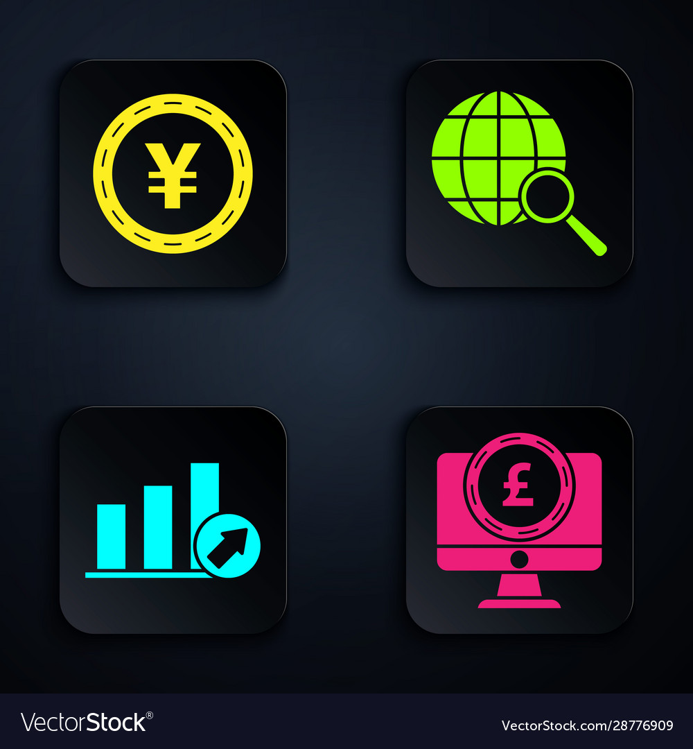 Set computer monitor with pound sterling symbol vector image Set computer monitor with pound sterling symbol