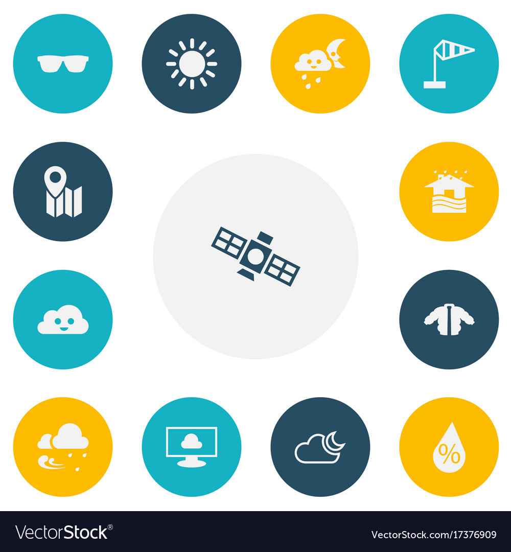 Set of 13 editable climate icons includes symbols