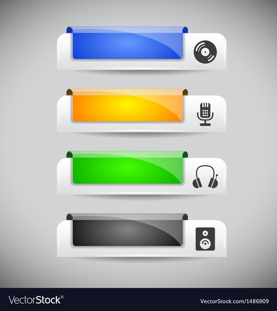 Set of color plastic buttons for web