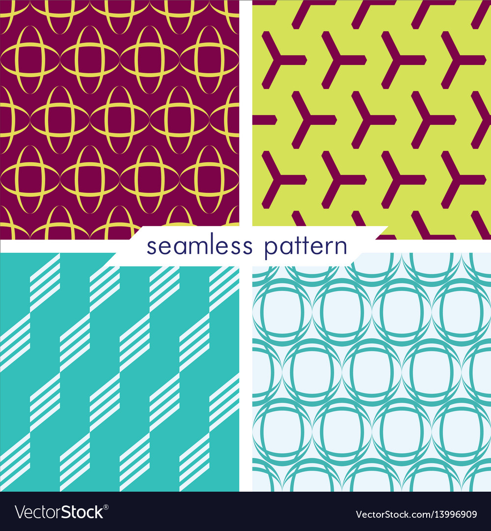 Set of four seamless geometrical patterns 12 Vector Image Set of four seamless geometrical patterns 12