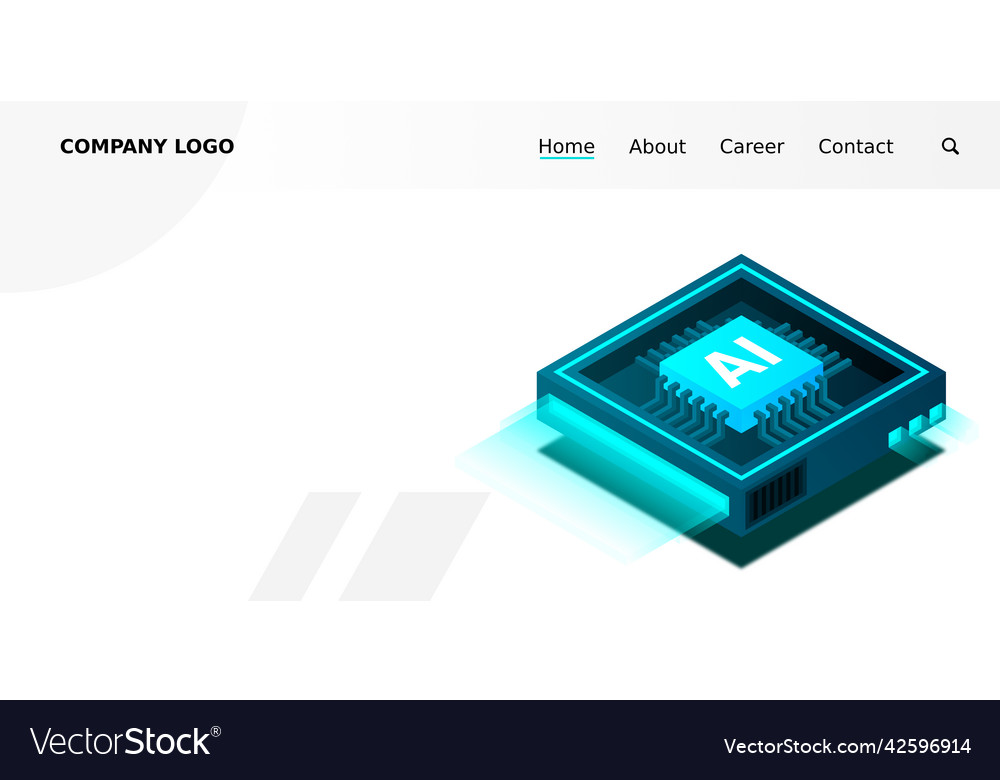 Artificial intelligence ai web banner isometric vector image Artificial intelligence ai web banner isometric