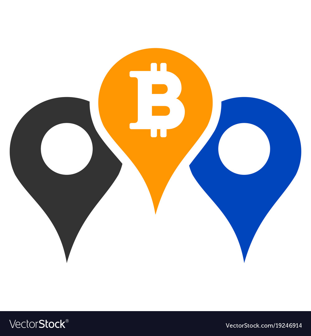 Bitcoin map pointers flat icon