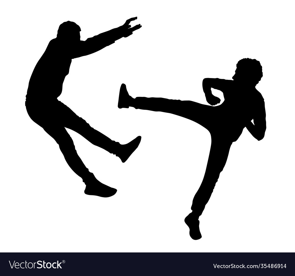 Fight Silhouette Royalty Free Vector Image Vectorstock