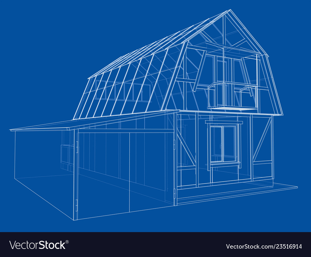 House sketch rendering of 3d Royalty Free Vector Image