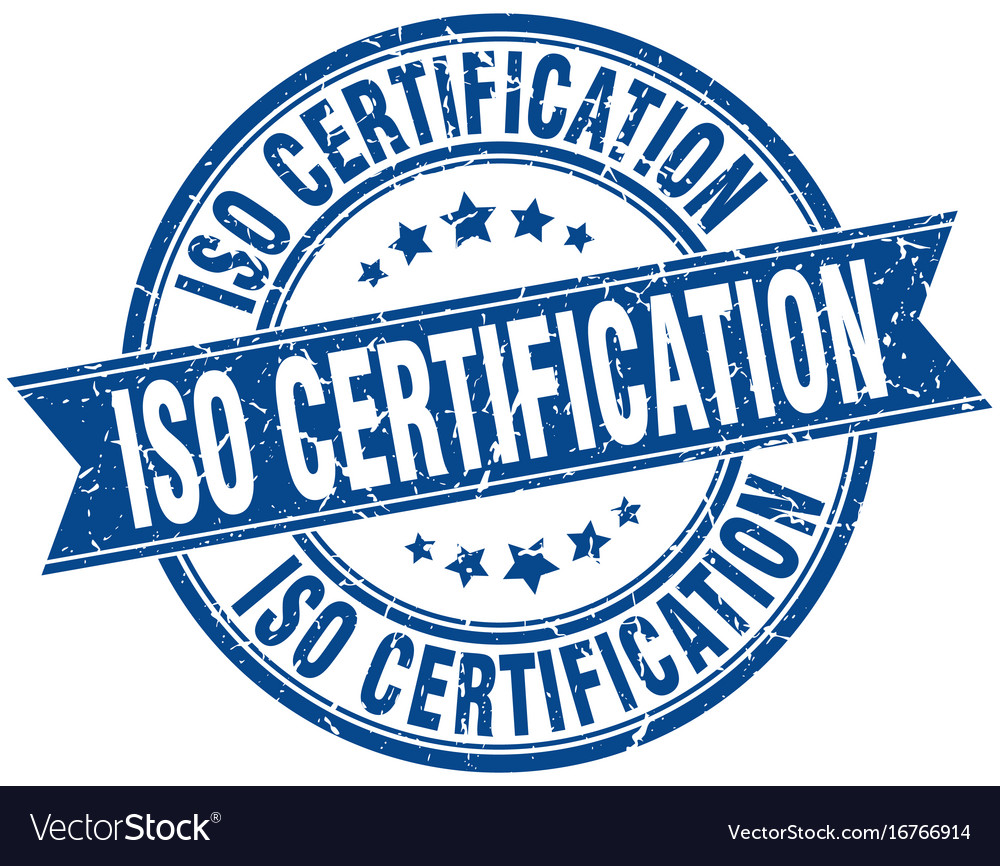 Iso certification round grunge ribbon stamp