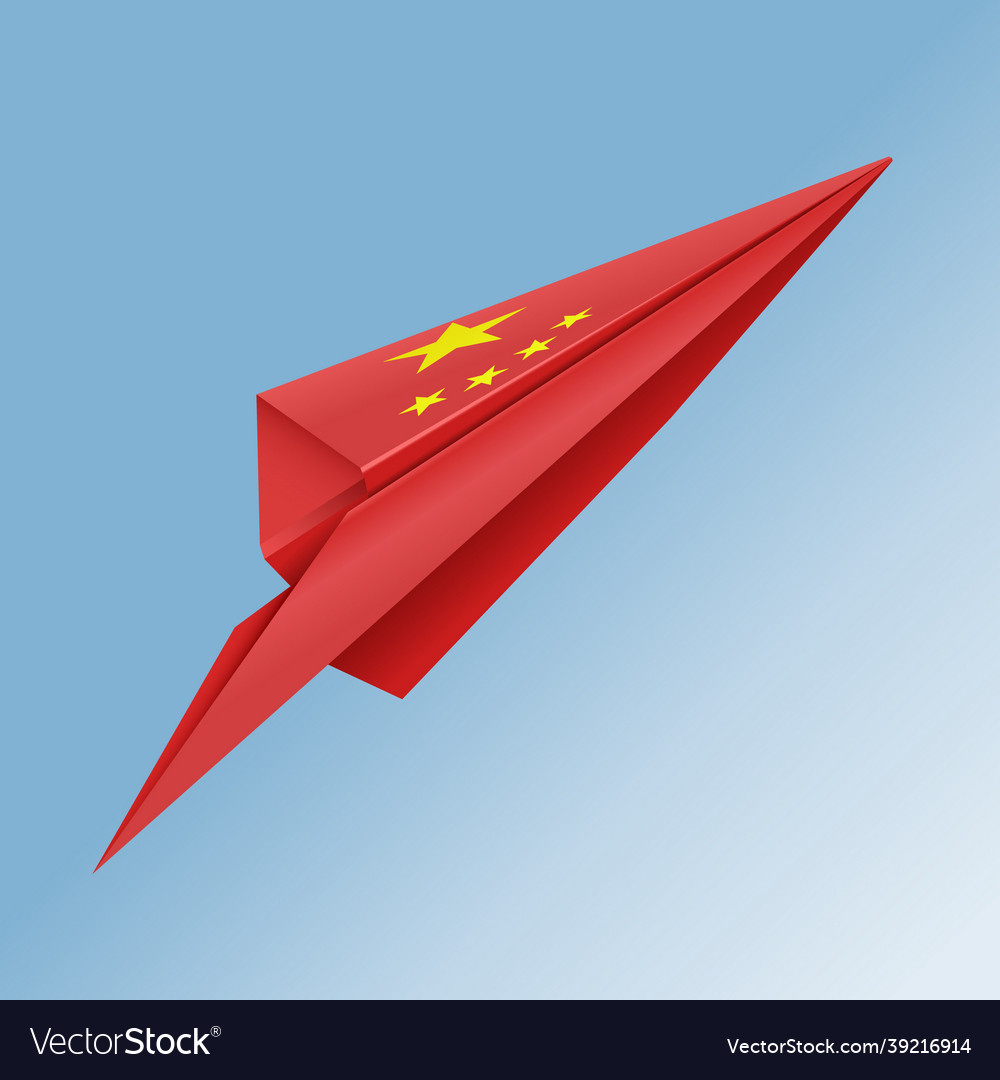 Paper airplane with the flag of country china