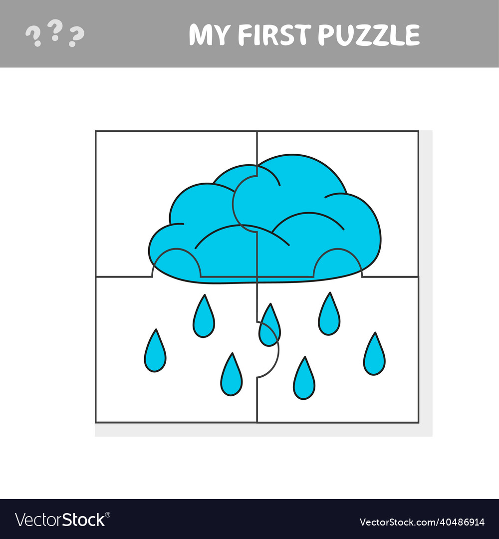 Puzzle rain cloud in cartoon style education Vector Image