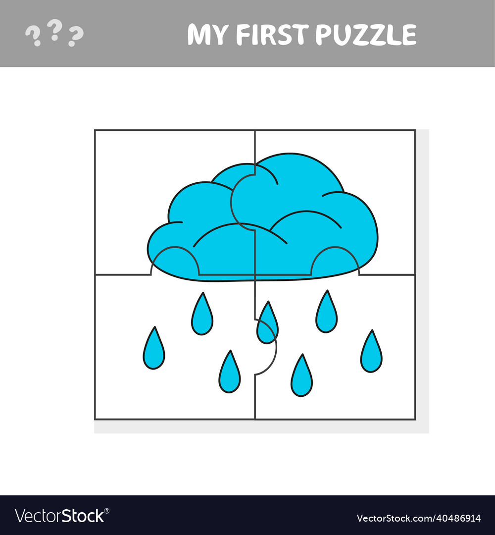 Puzzle rain cloud in cartoon style education