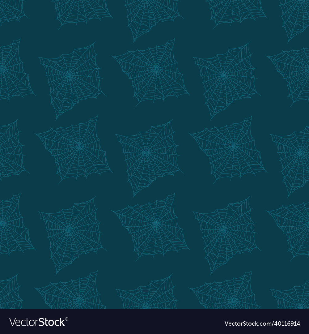Seamless pattern spider web isolated on teal vector image Seamless pattern spider web isolated on teal