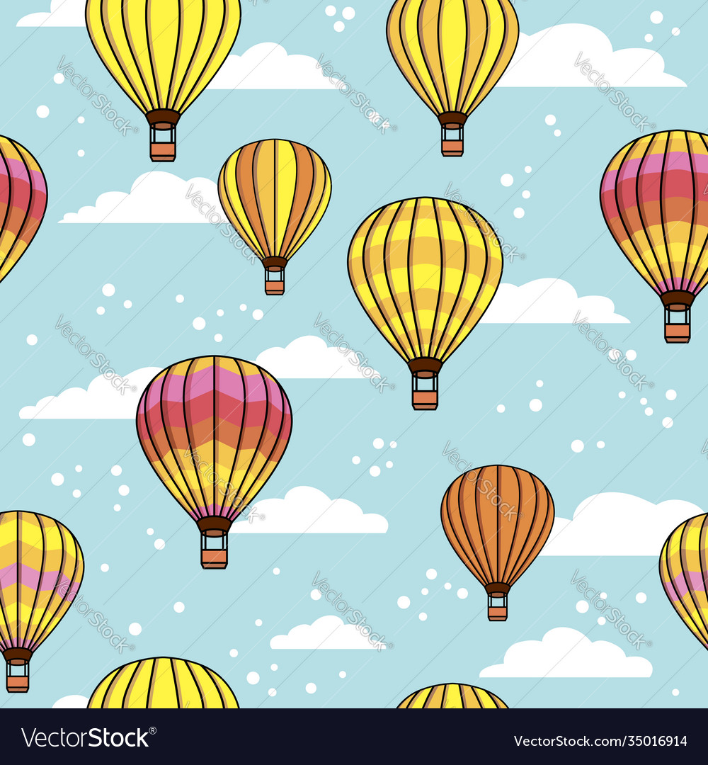 Seamless pattern with clouds and balloons