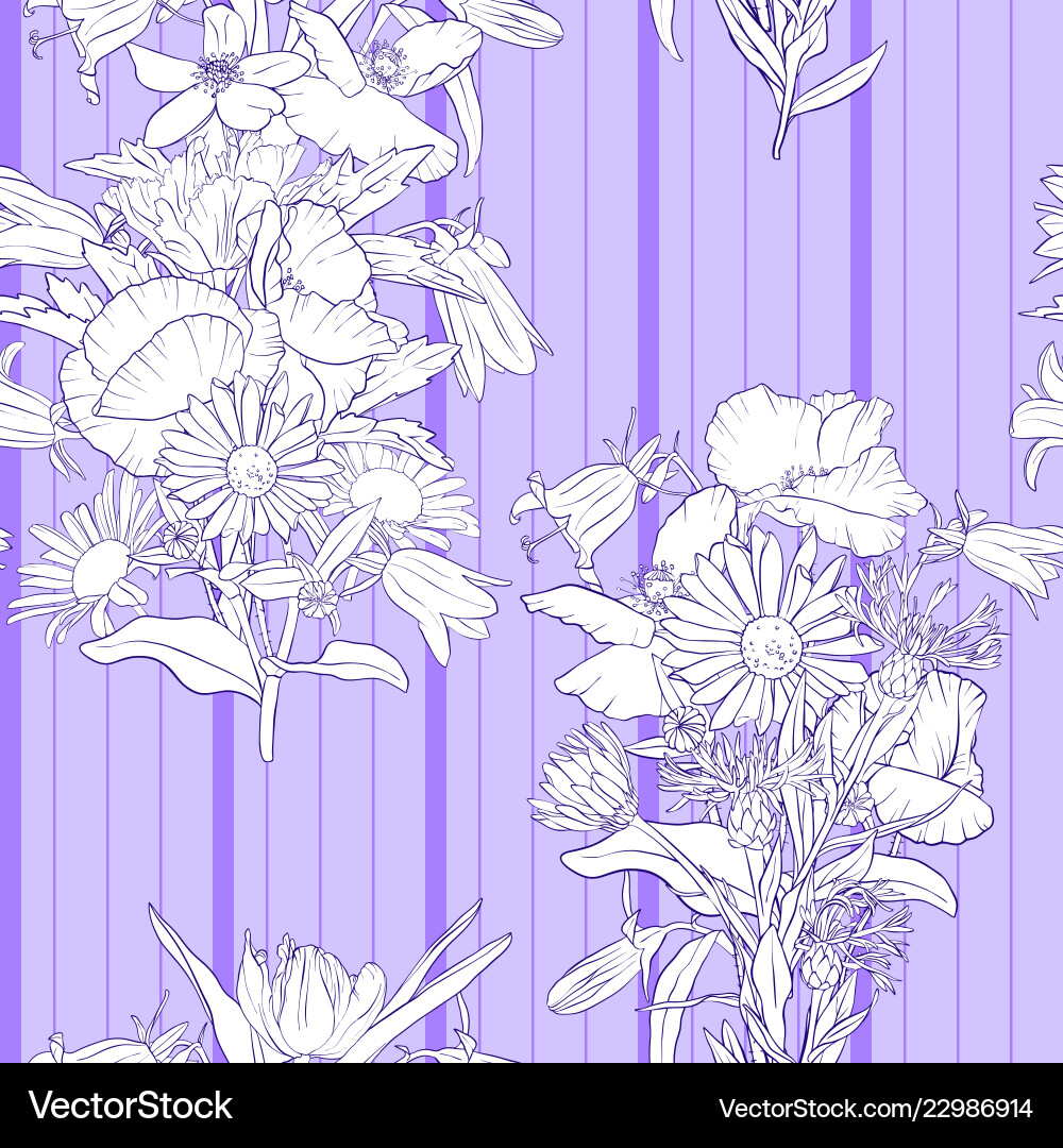 Seamless pattern with flowers Royalty Free Vector Image
