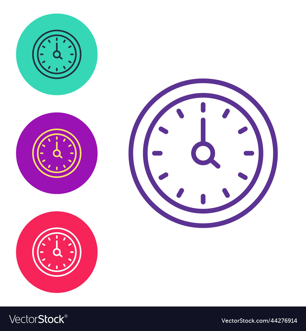 Set line clock icon isolated on white background vector image Set line clock icon isolated on white background