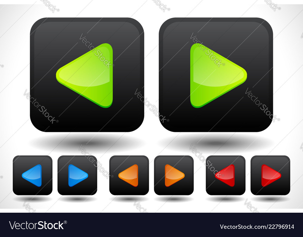 Set of rounded left and right arrow buttons vector image Set of rounded left and right arrow buttons