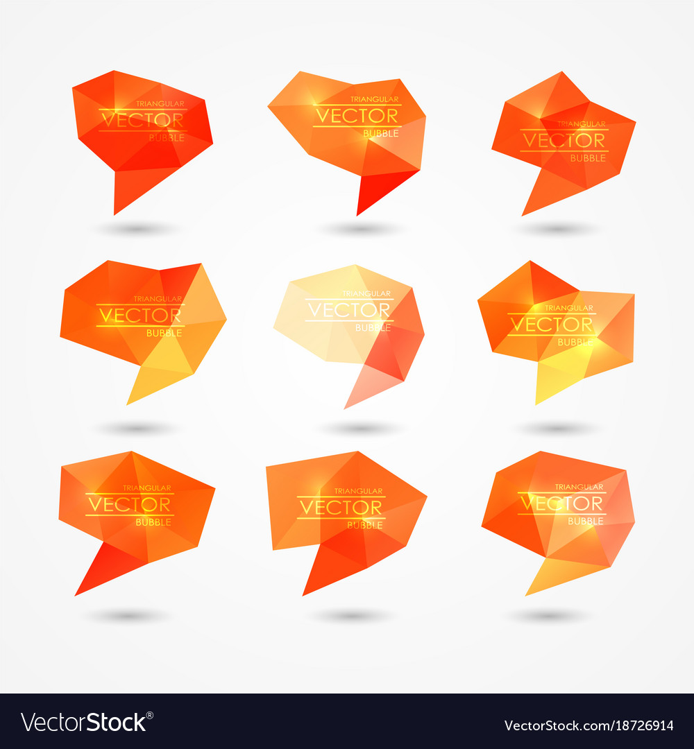 Set of triangular speech bubbles