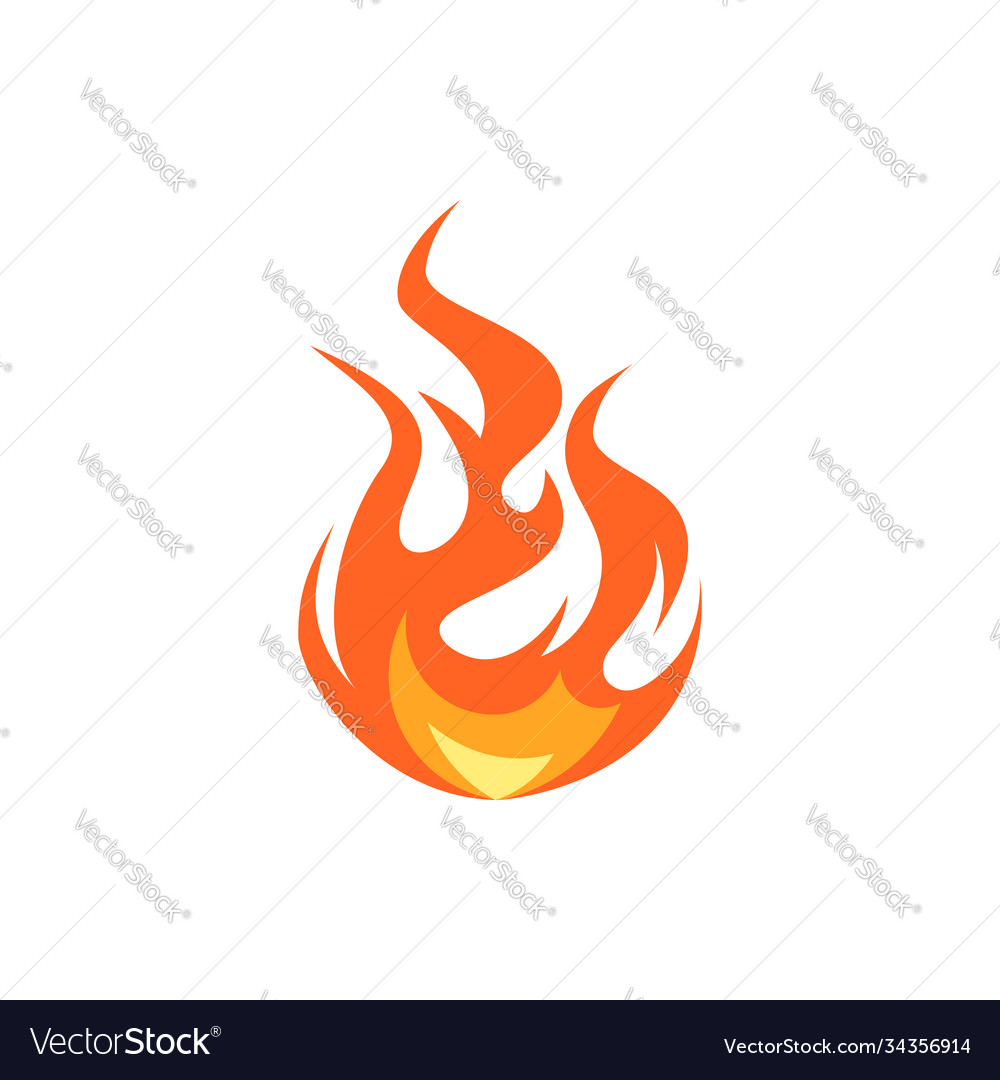 Simple flame icon in flat style Vector Image Simple flame icon in flat style
