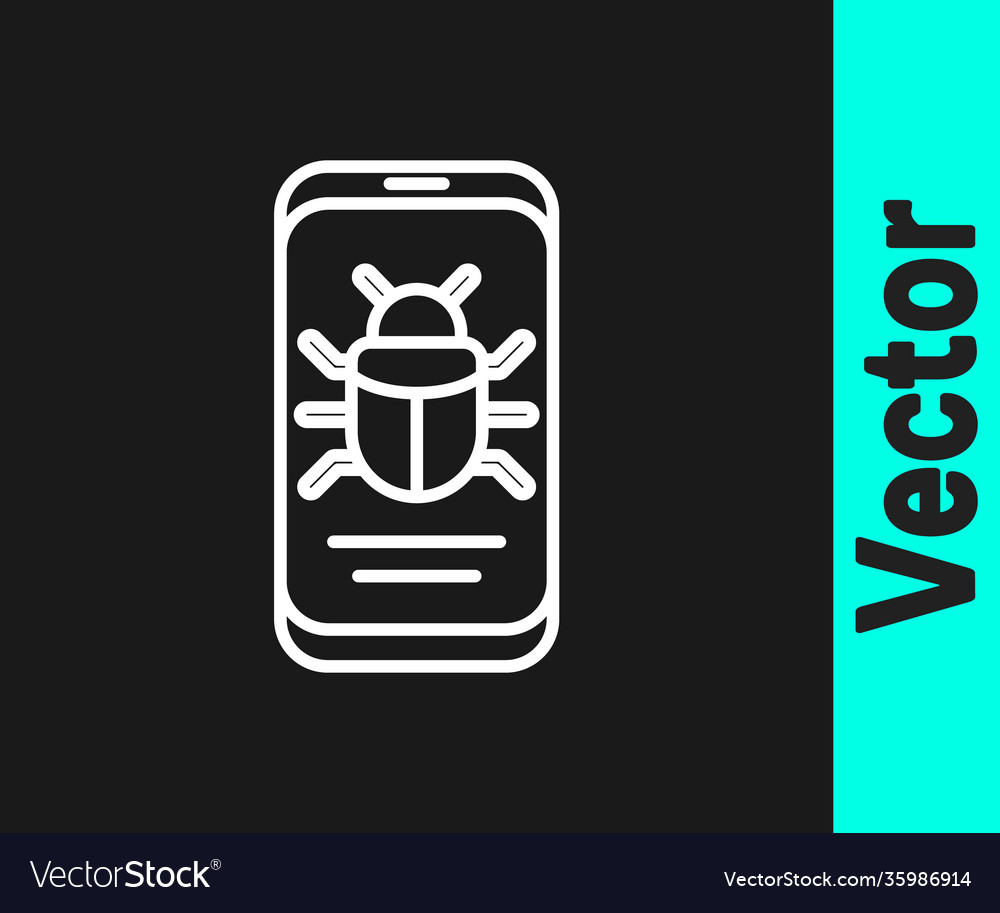 White line system bug on mobile icon isolated Vector Image White line system bug on mobile icon isolated