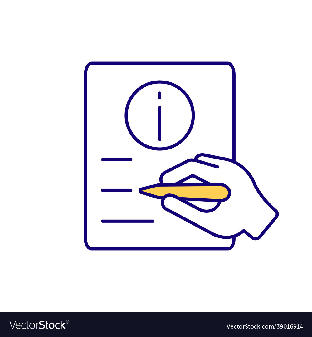 Write on paper rgb color icon vector image Write on paper rgb color icon