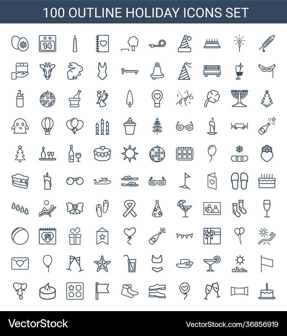 100 holiday icons Royalty Free Vector Image - VectorStock