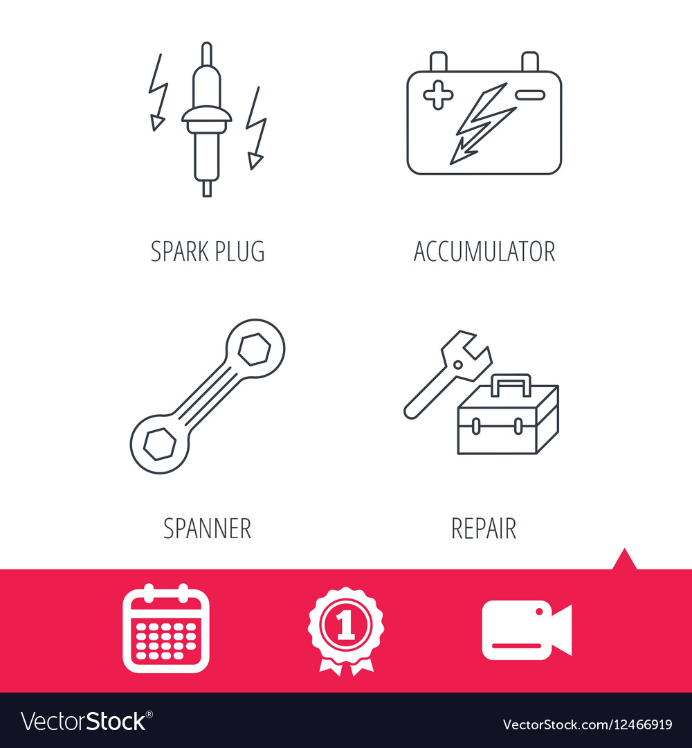 Accumulator Spanner Werkzeug und Auto Service Icons