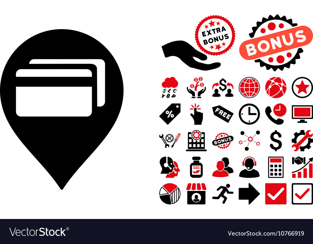 Atm terminal pointer flat icon with bonus